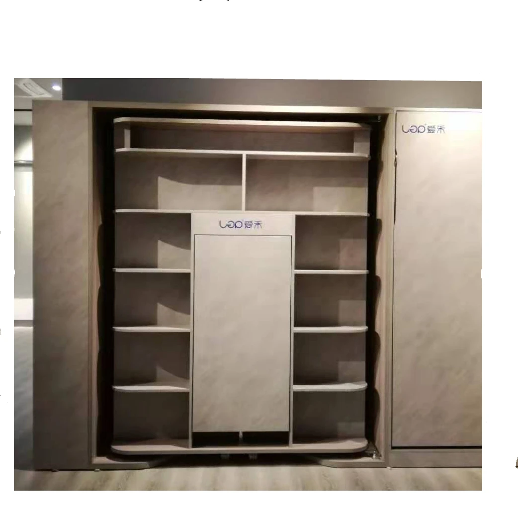 rotating murphy wall bed with folding table  smart  design multi-functional fashion hidden furniture, folding bedroom set