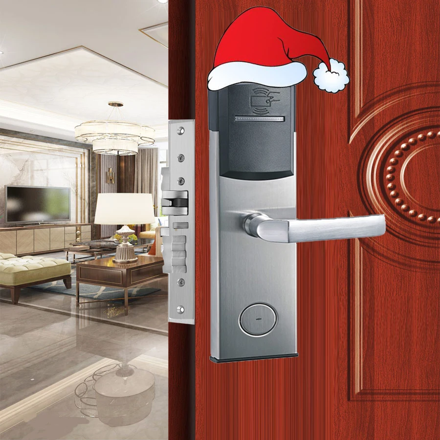 2022 In Stock RFID Key Card Electronic Door Handle Lock Hotel Door Lock with Management Software System