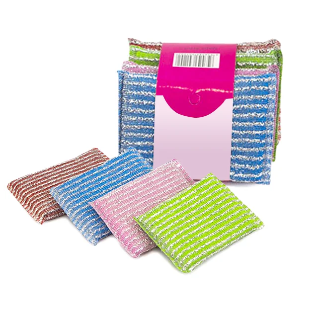 Wholesale Kitchen Sponge Scrubber PP wire mesh cloth Non-Scratch cleaning scouring Pad For Dish Washing