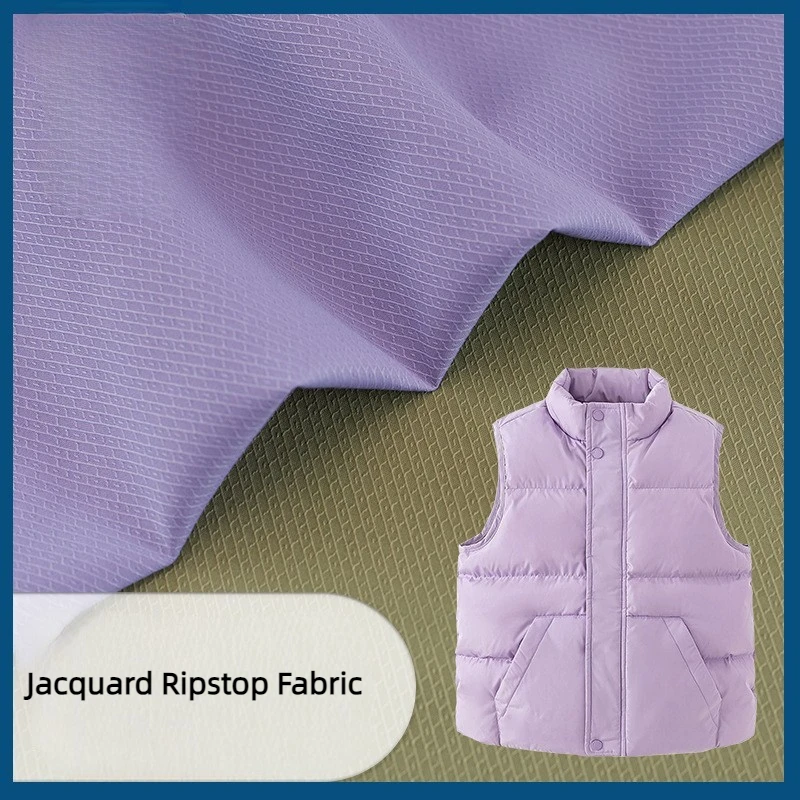 Peacock oblique jacquard fabric polyester down jacket vest fabric waterproof cotton jacket parka fabric with transparent film