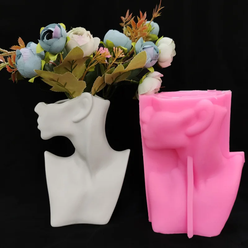 12590  3D Resin Plaster Cement Concrete Flower Pot Mould Creative Abstract Human Body Molds Silicone Mold