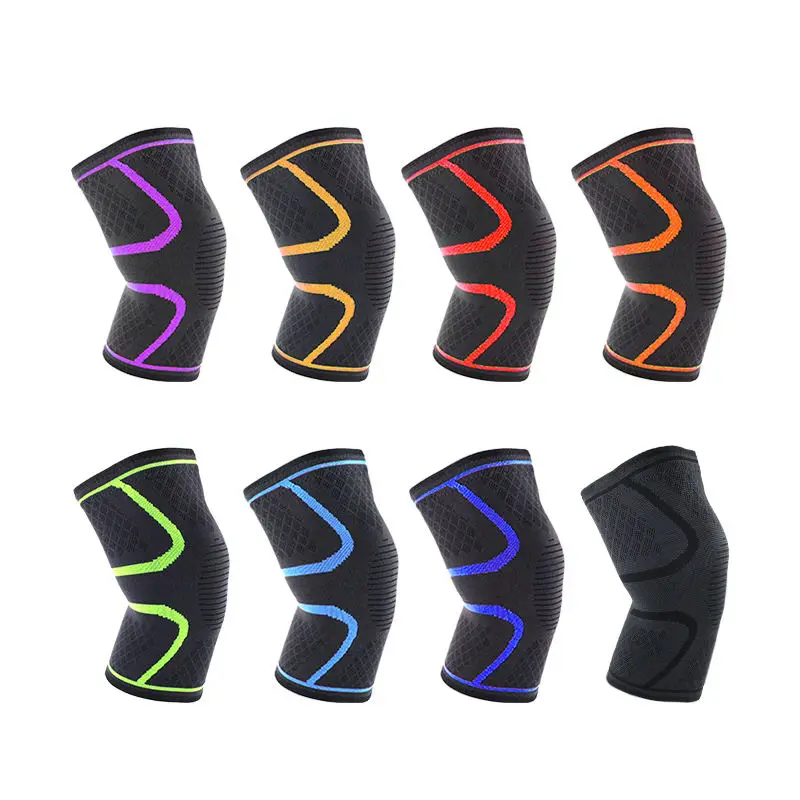 High Quality Custom Knee Brace Wrap Around For Sports Non-Slip Elastic Compression Weightlifting Support Knee Sleeve Brace