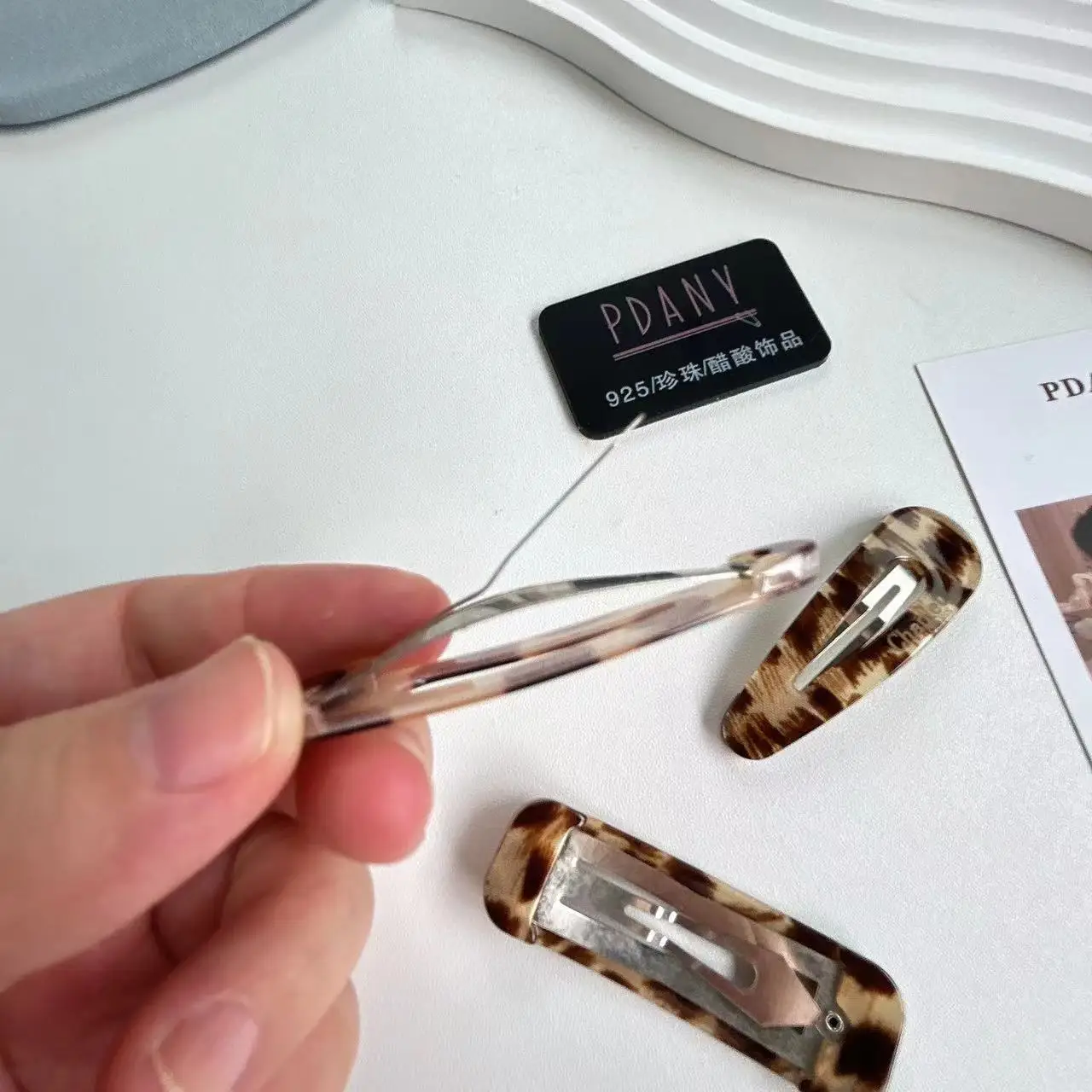 PDANY Acetate Leopard Hot Acetic Acid Hair Clip Custom Logo Support Water Drop Square Bangs Hairgrips Cute Gir Duck Mouth Clip