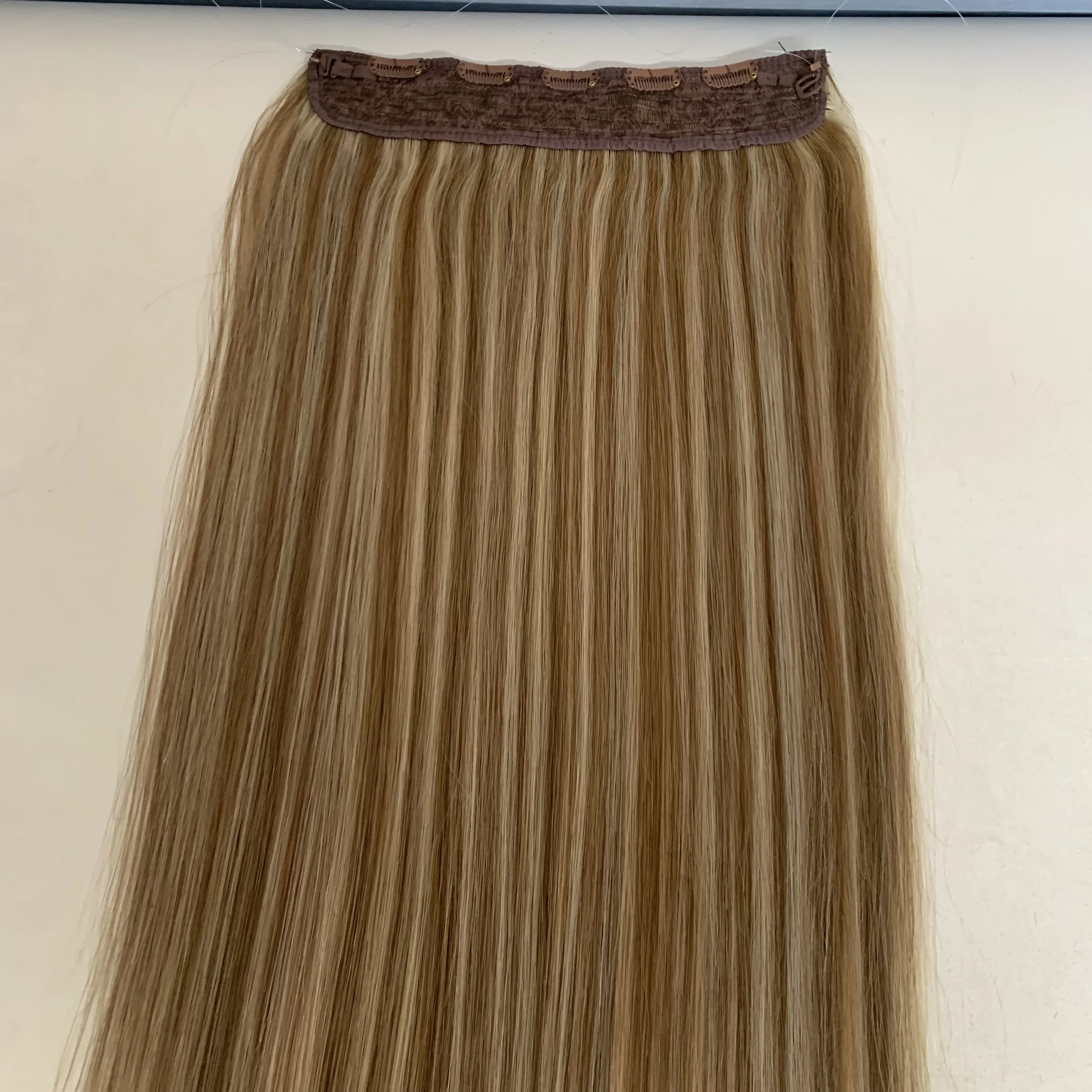 QICAI Best Selling 100% Human Hair Invisible Wire One Piece Clip In Human Hair Extensions With Fish Line