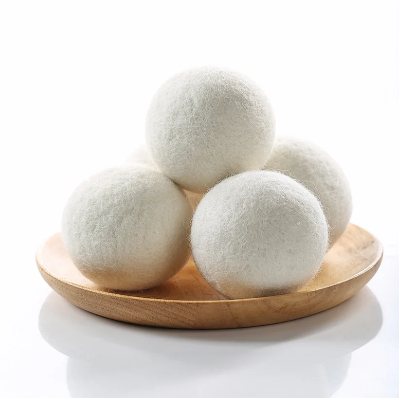 Custom Printing 6pcs Wool Dryer Ball Reusable Natural Fabric Softener Organic Wool Balls Laundry Washing Balls with Cotton Bag