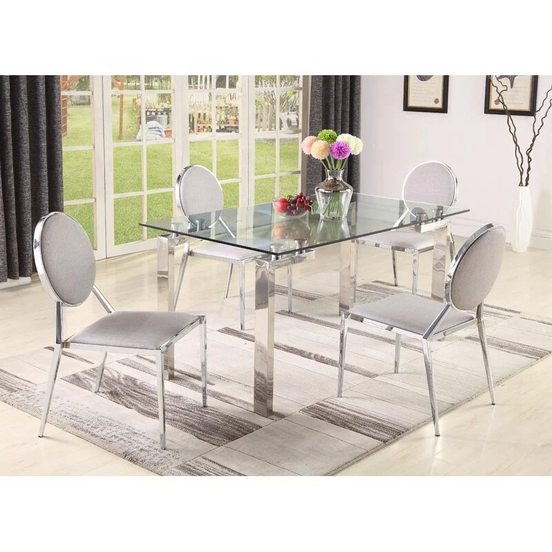 Modern glass dining tables stainless steel dining table room furniture manufacture wholesale