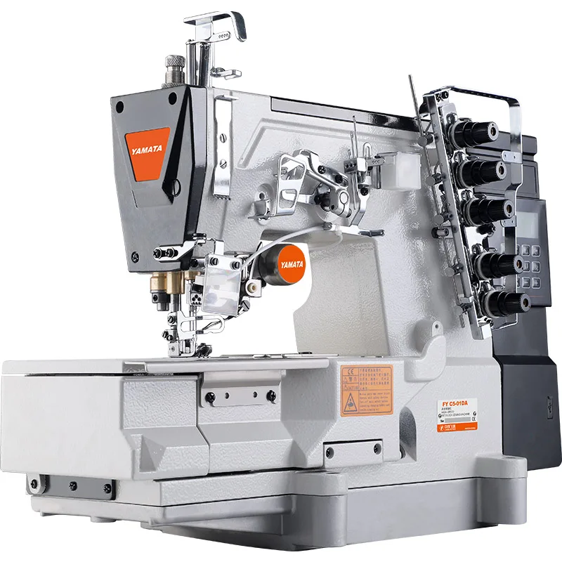 Direct drive flat-bed high-speed interlock sewing machine with auto trimmer