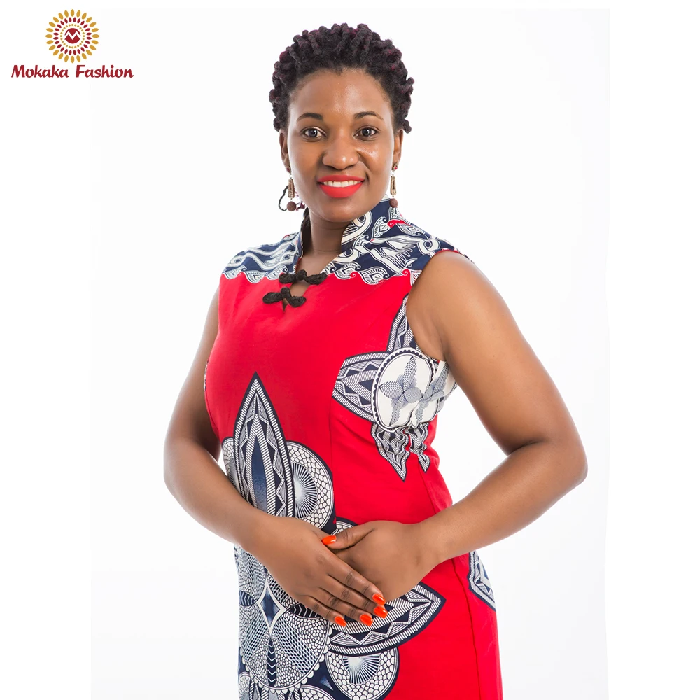 2020 Summer New Style Girls Sleeveless Wax Print Dresses Chinese Cheongsam With Dashiki Pattern