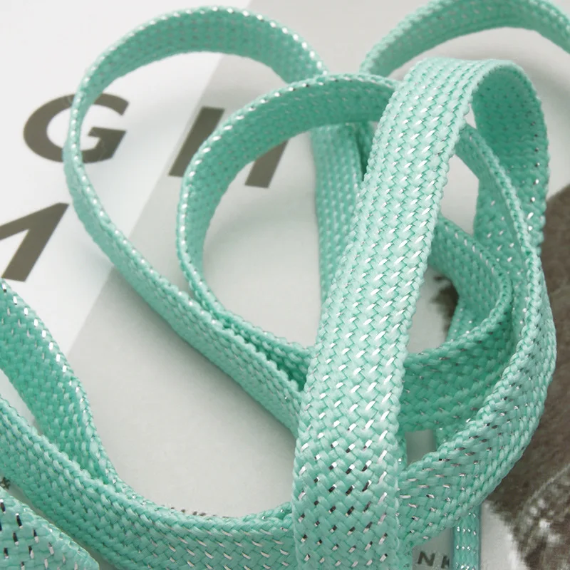 Factory ready stock 8mm flat shoelaces gold and silver colored shoelaces sports shoes casual shoes reflective shoelaces