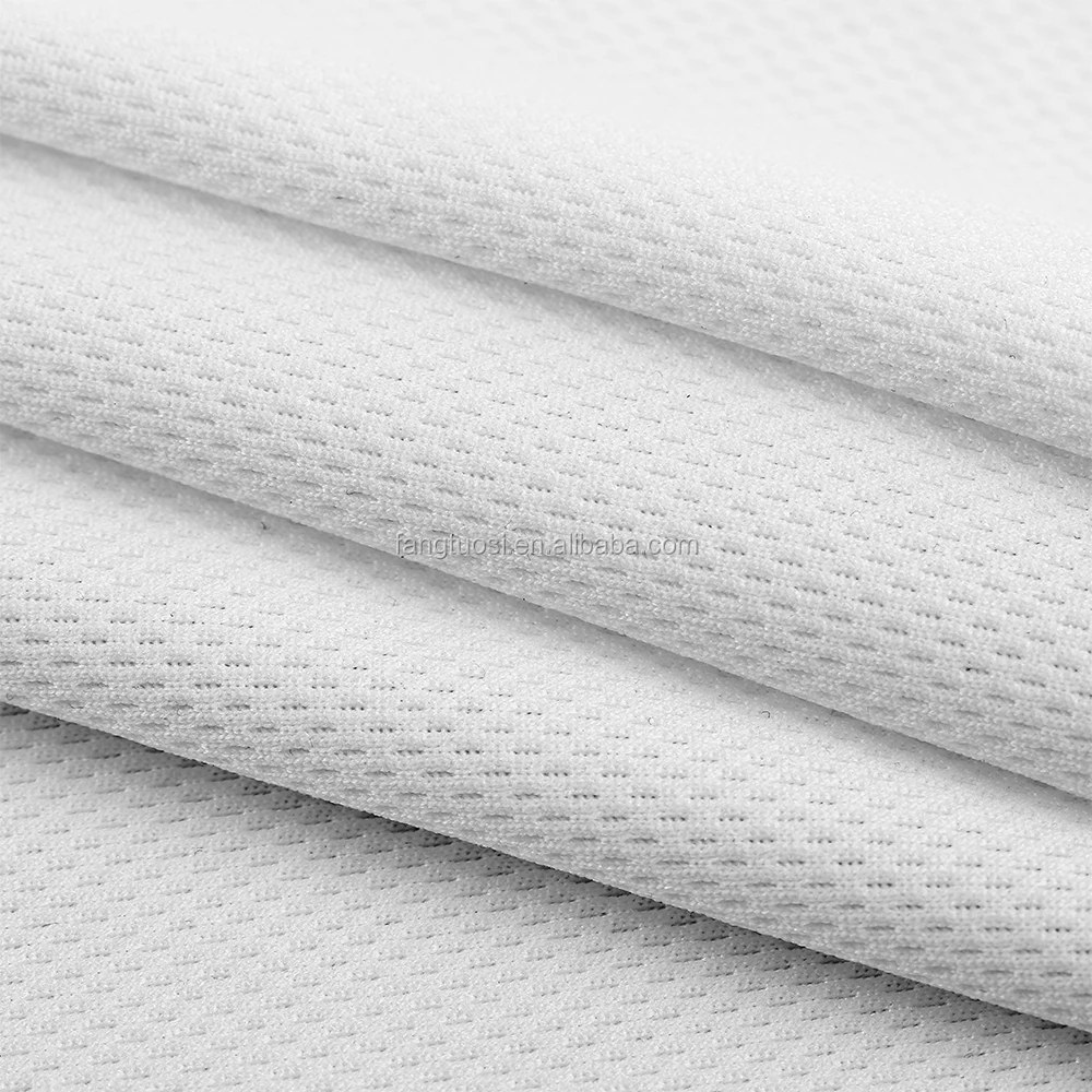 White 100% Polyester Bird Eyes Fabric Eyelet Mesh Fabric for Sportswear
