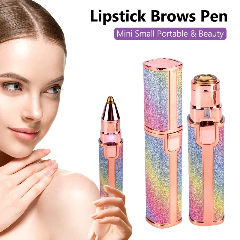 Портативный триммер для бровей Электрический безболезненный прибор для удаления волос перезаряжаемый Встроенный светодиодный светильник 2 в 1 триммер для бровей