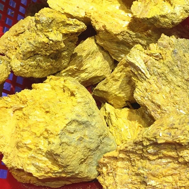 Wholesale natural high quality yellow rock raw rough mineral orpiment stone specimens for sale