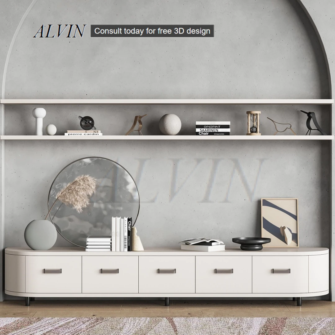 ALVIN Wholesale Living Room Furniture Marble Top Modern Mdf Design Glass Electric Fire Place Wood Tv Stand tv cabinet dimension