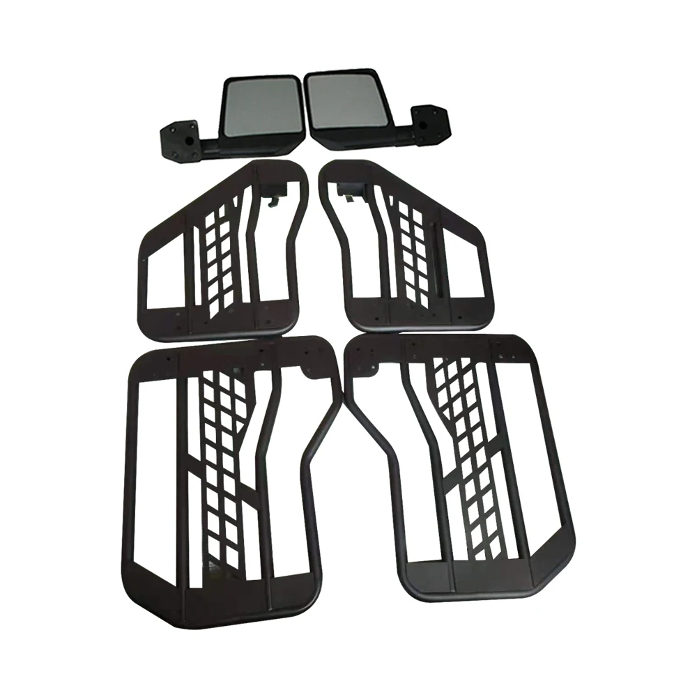 4 Doors Tubular Doors with Side View Mirror OffRoad  Steel Body Armor Guards for Jeep JL Wrangler 2018+   JL1078  LantSun
