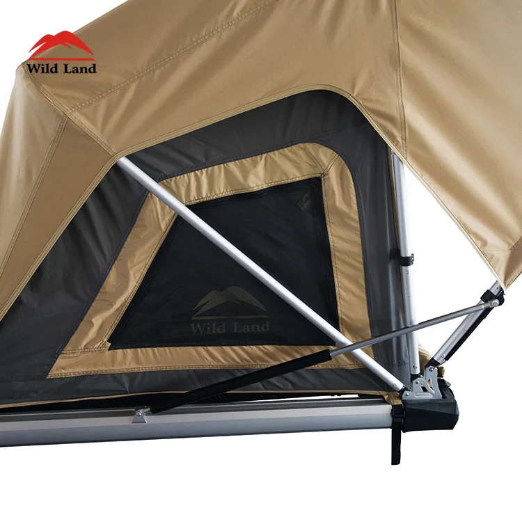 Wild Land Outdoor Camping New Design Upgrade Total Complete Whole Aluminum Piece Shell Triangle Hard Top Roof Top Tent