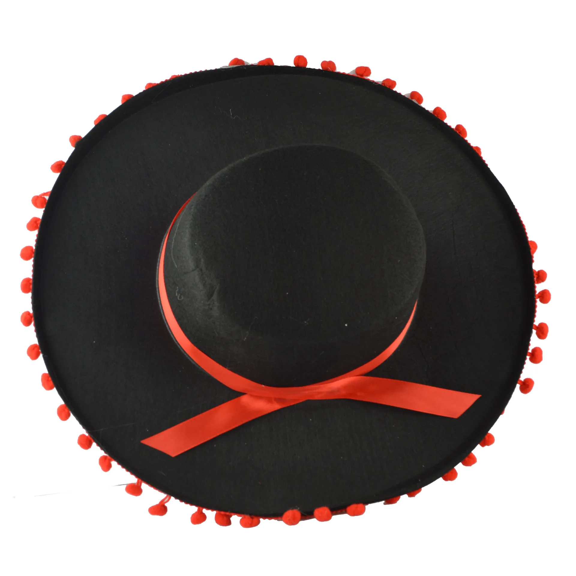 Chinese factory directly round Hawaii style red small ball Mexican Sombrero hat