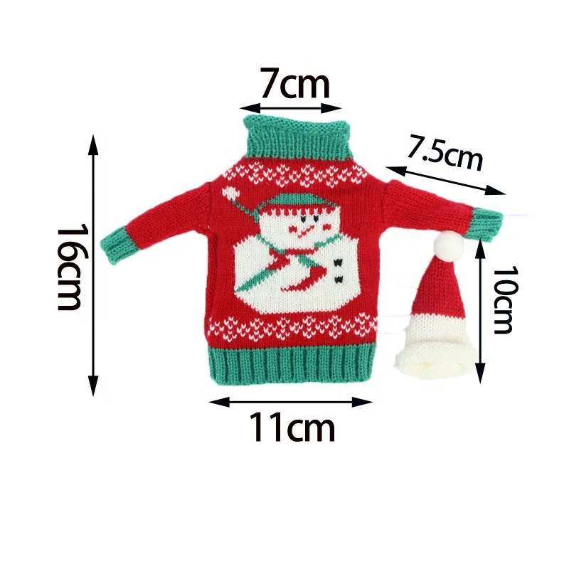 Красные рождественские украшения, вязаный свитер с бутылкой вина, шляпа, шапки