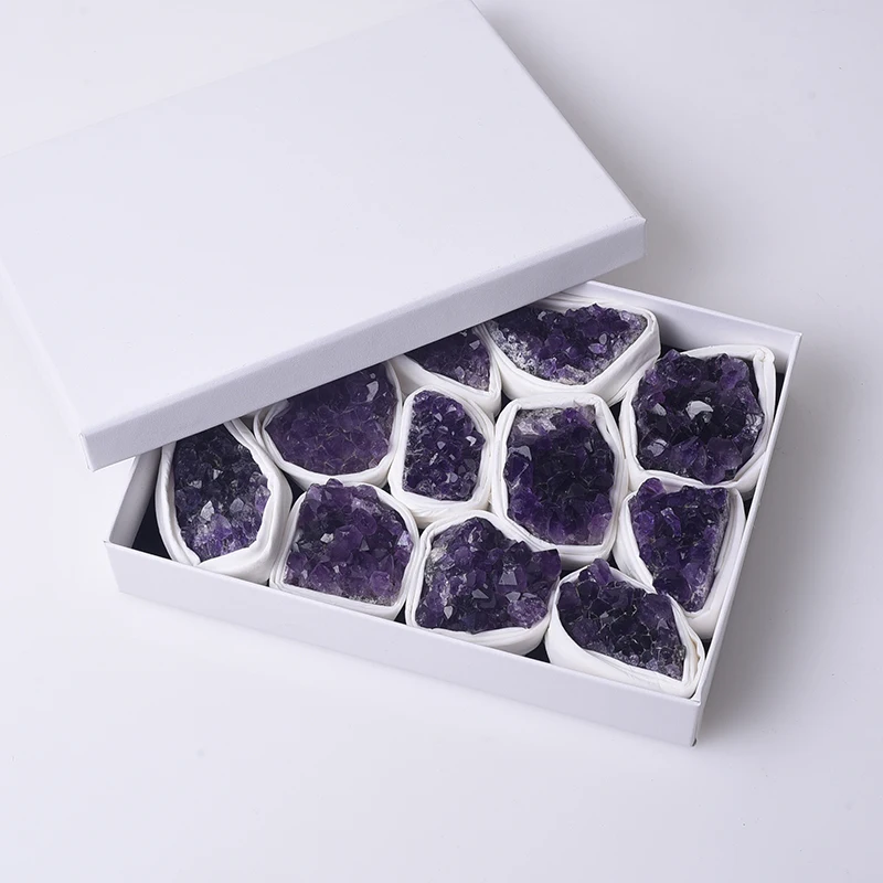 Various of Crystals Quartz Block Natural Amethyst Rose quartz Reiki Healing Mineral Specimens Stones with box