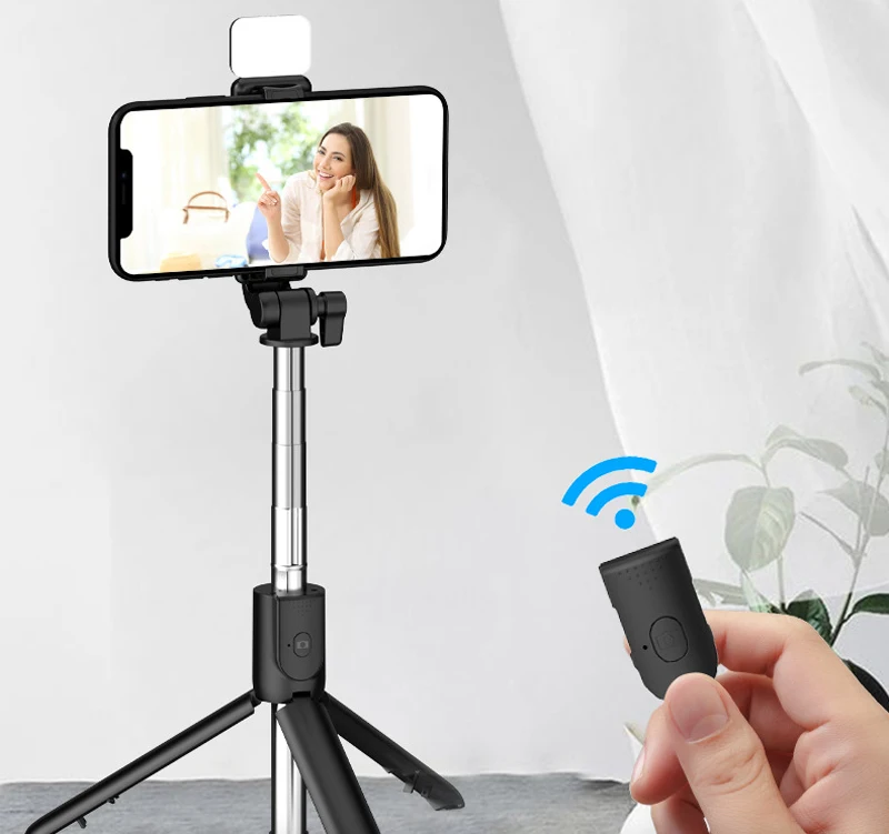 Mobile phone selfie stick with beauty light remote control adjustable folding multifunctional live desktop tripod