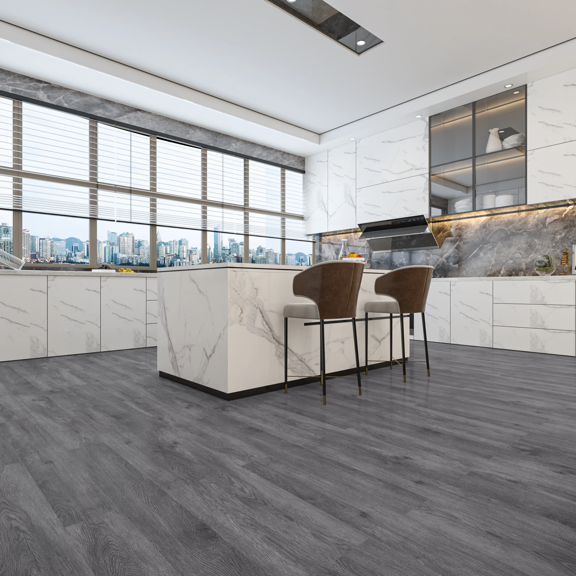 High-class Competitive price UV coating anti-slip anti-scratch deep embossed texture spc flooring