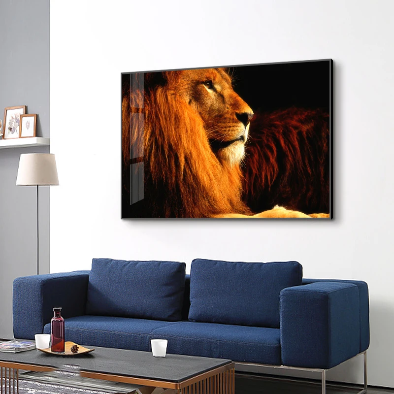 Living Room Lion Decorative Painting Animal Mural Bedroom Lion Black and White Wall Art Office Tiger Background Wall Painting
