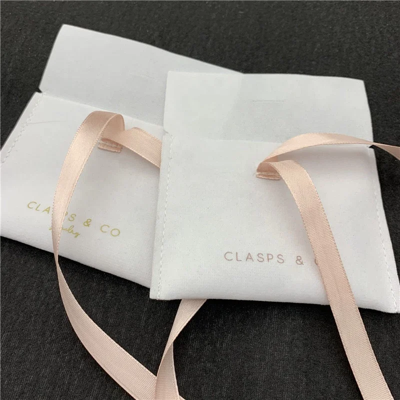 Custom Logo Envelope Luxury Jewelry Pouch Handicraft Dust Drawstring Suede Velvet Bags For Gift