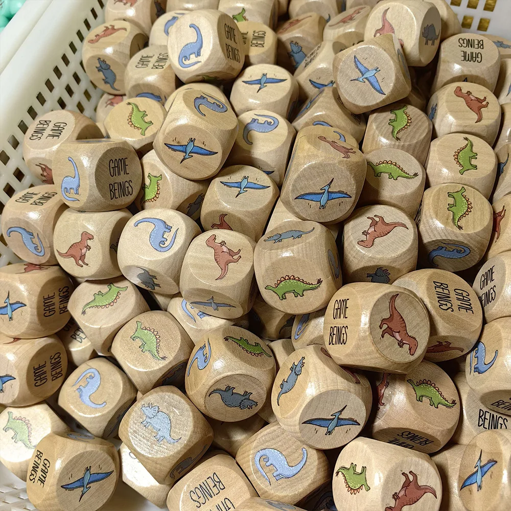 Custom Printed Logo D6 10-60mm Large Round Corner Blank Wooden Cube Naughty Dice