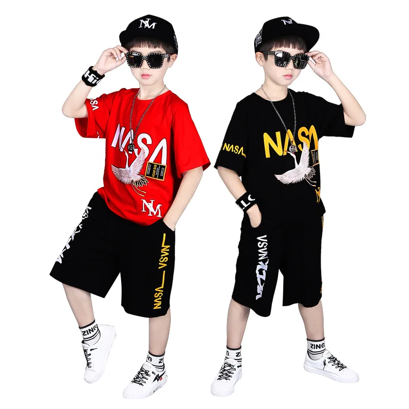 CUHK New Summer Suit for Boys 100% Cotton Handsome Foreign Style Korean Tide Loose Baby Sets and Shorts