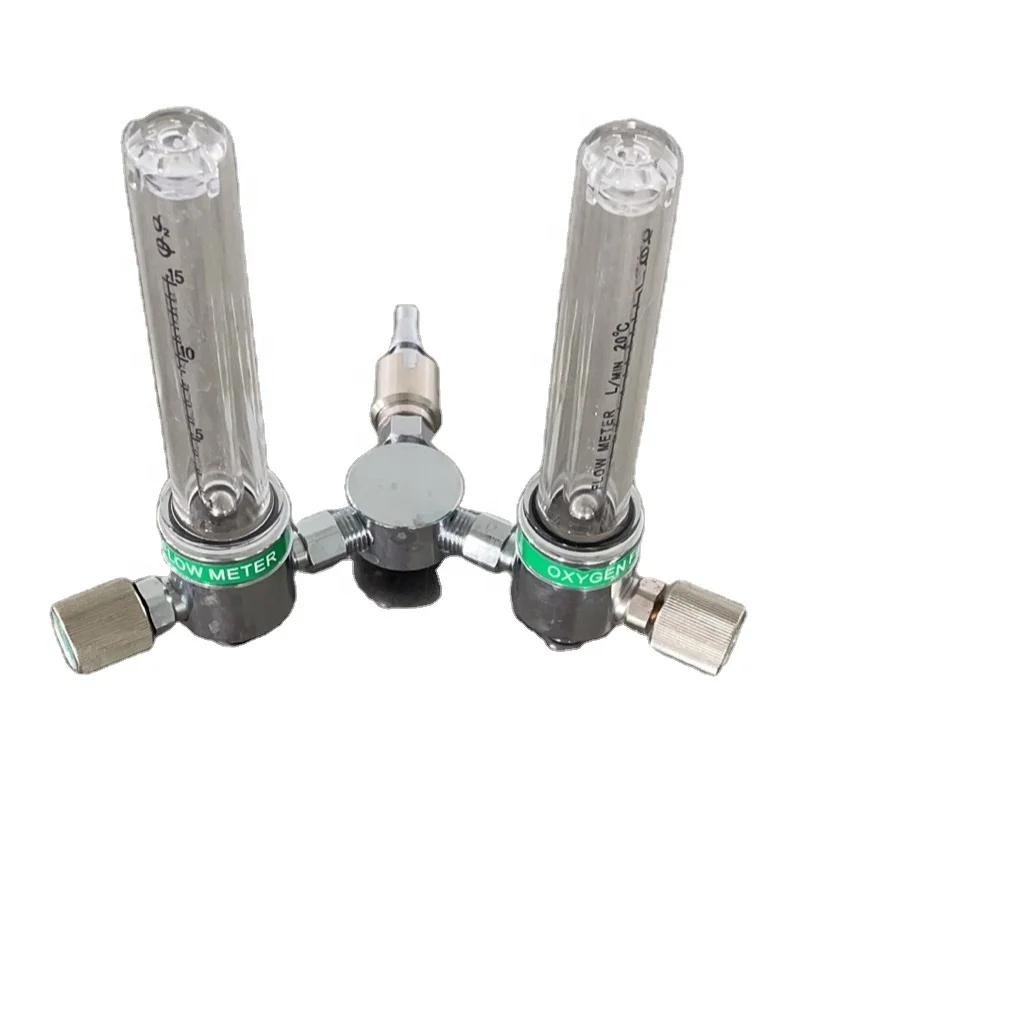 hospital wall mounted medical oxygen double flowmeter with humidifier