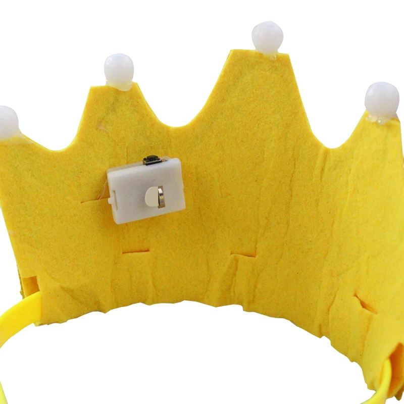 Wholesale Birthday Party Articles Luminous Birthday Crown Hat with LED Light Adult Children Gold  Party Hat