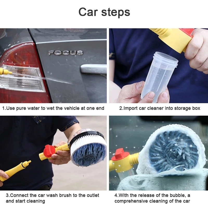 Universal High Pressure Automatic Rotating Portable Foam water Wash Spray Brush car washer for cleaning with foam pot