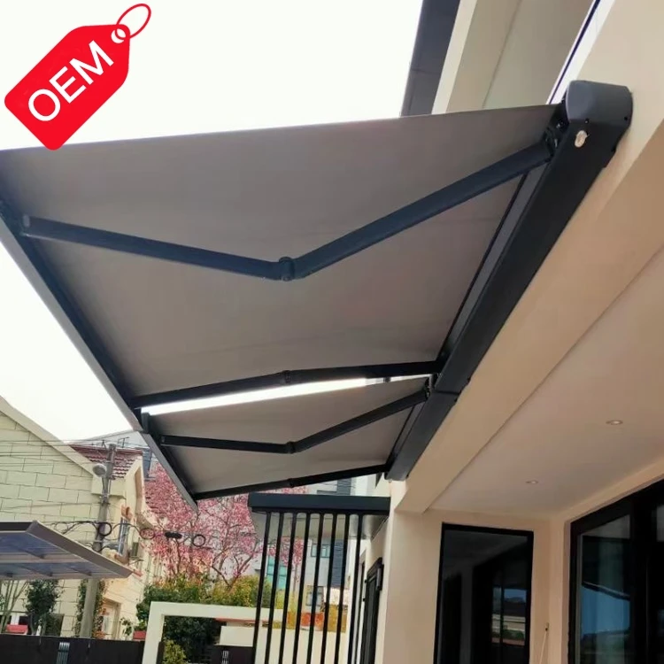 Fast Delivery Luxury Cassette Awning Sun shades Outdoor Aluminum Folding Retractable Full Cassette Awning for House Gate Leisure