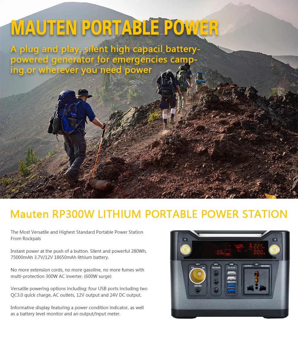 
Complete set 230v solar system300w off grid solar power system home 280wh portable solar power station 