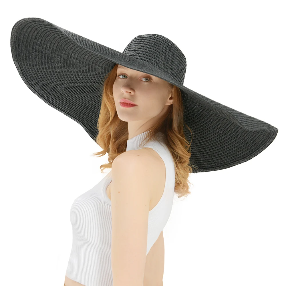 New Summer Beach Hats Women 25 CM Brim Large Straw Hat Fashion Party Travel Panama Ladies Wholesale Paper Straw Hats Oversized