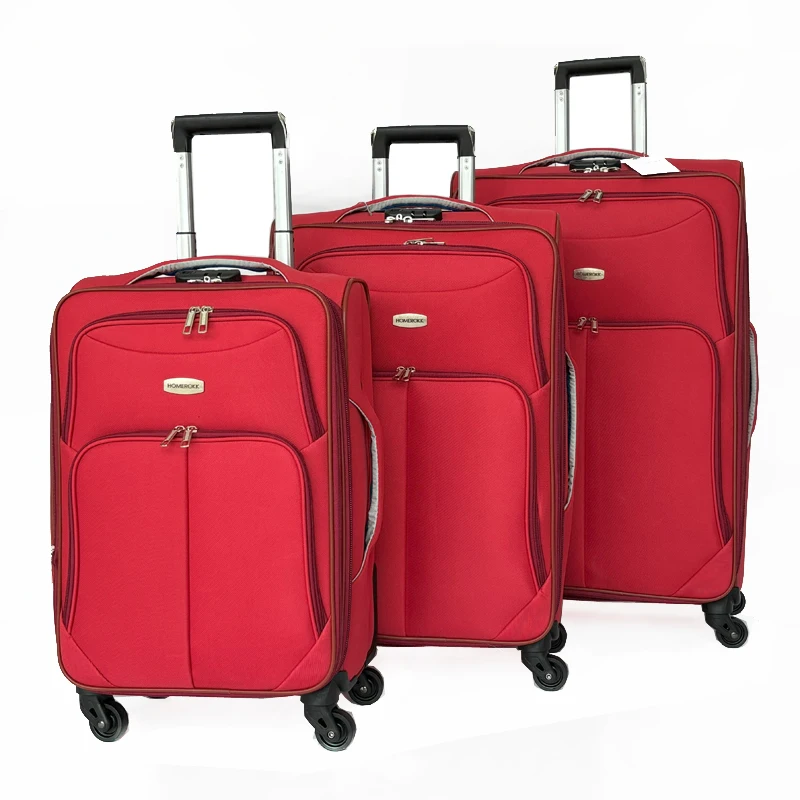 quality fabric soft side EVA 3 size set 4 spinner wheeled travel luggage bag suitcase