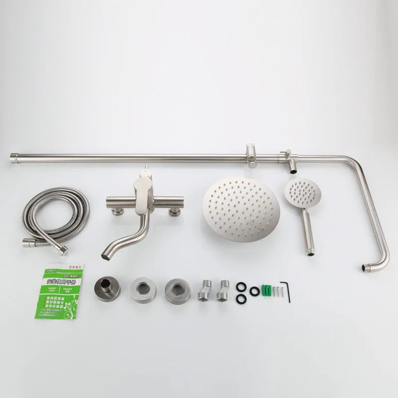 Cold Hot Water Rainfall Unique Mixer Faucets Set Wall Mounted Stainless steel wire drawing  Head Equipments Bathroom Shower