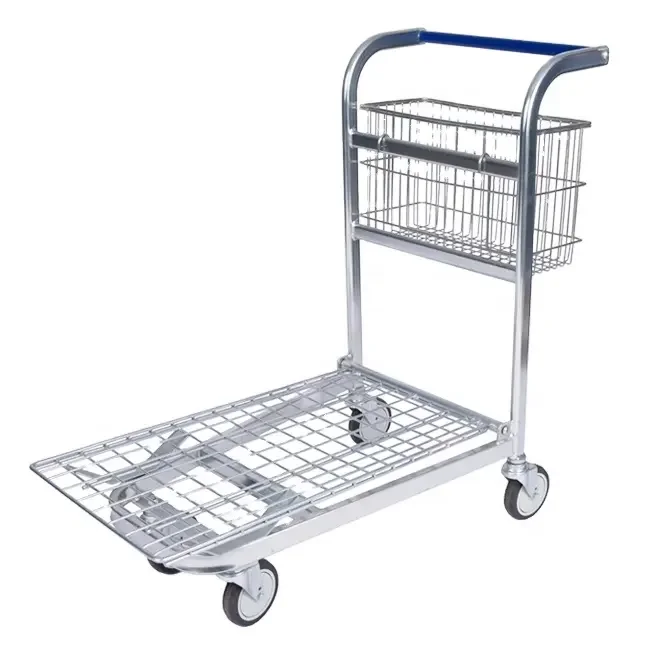 Hot Sale flat stainless steel airport Luggage four-wheel passenger baggage cart