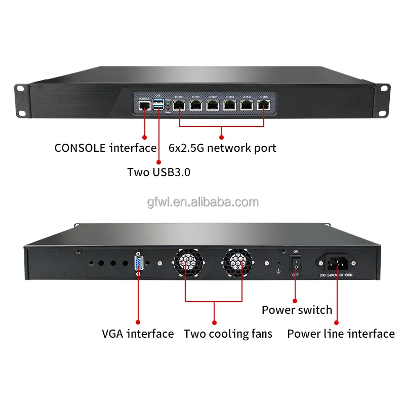 Guanfeng N5105 1U 6 i225 2.5G Lan Soft Router Barebone Linux X86 Security Enterprises Hardware Wifi Firewall Router Appliance