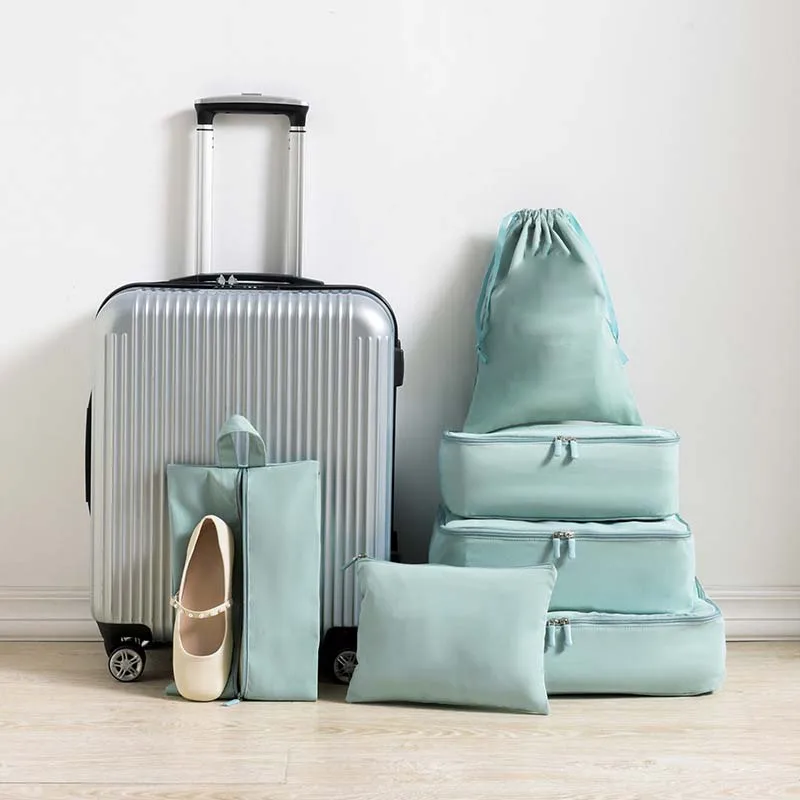 New High Quality Travel Bags Luggage Set 6pcs Packing Cubes Compression Travel Laundry Pouch