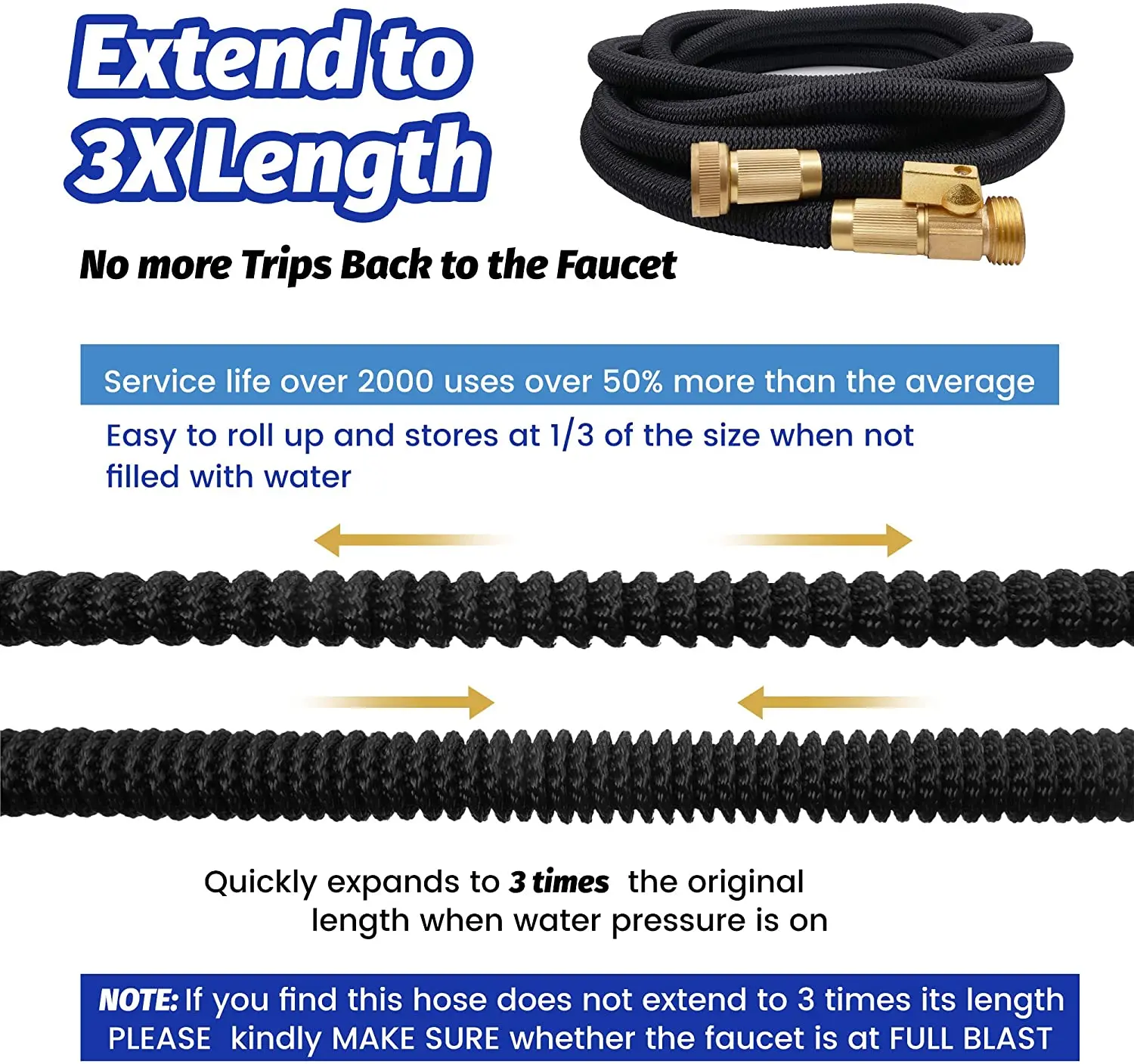 Free Shipping To US Pipe Cleaning Nozzle For Holder 50ft Expandable Garden Hose Extra Strength