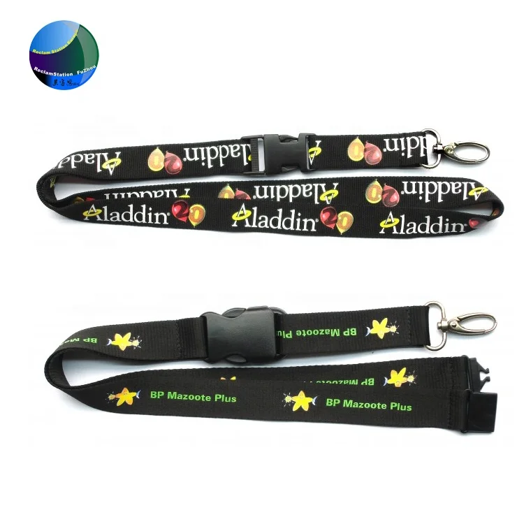 custom imprint logo  polyester PP Nylon lanyard with safety buckle  for ID card holder lanyard