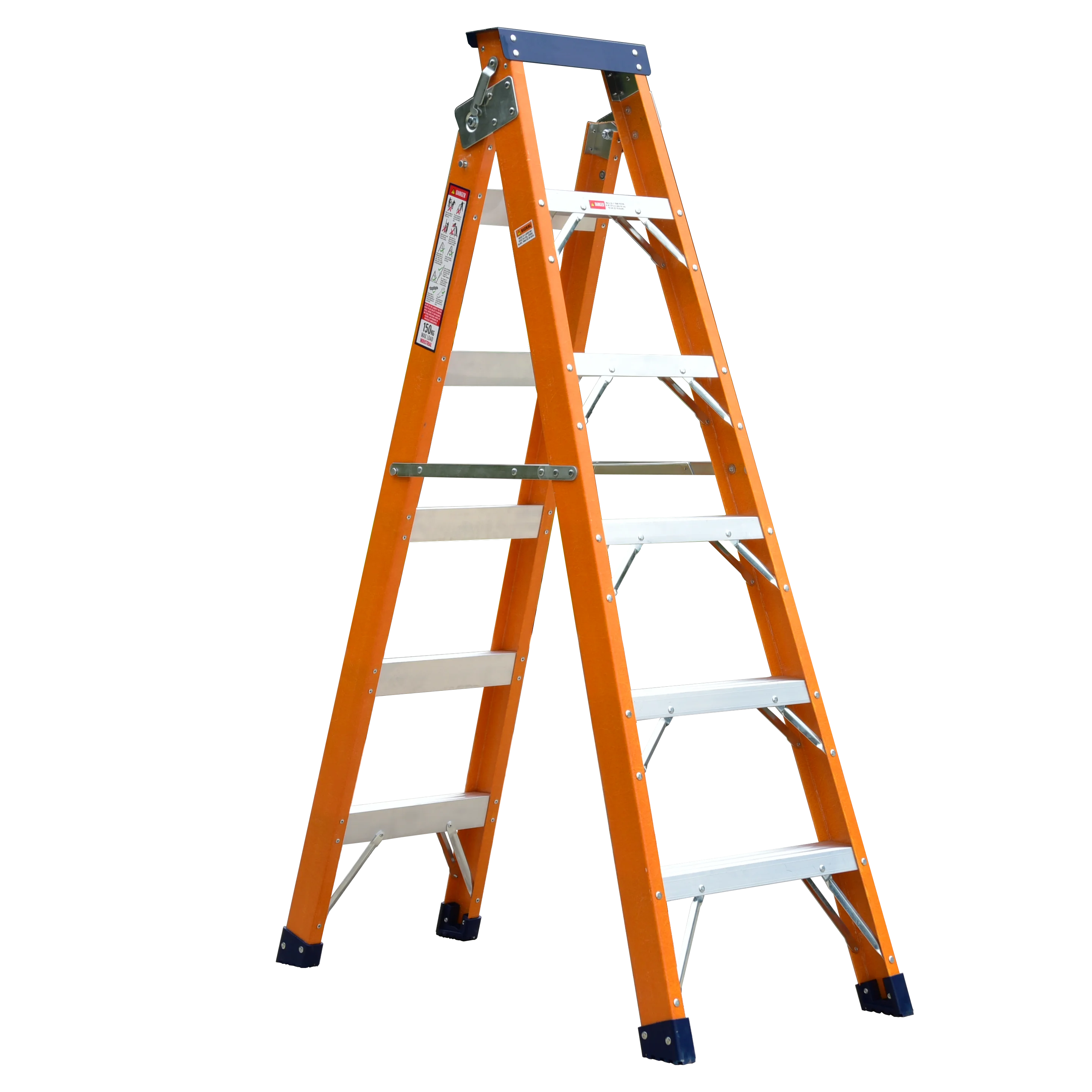 Modern Design 3-9 Steps Industrial Platform Type Adjustable Extension Fiberglass FRP Step Ladder Electricians Folding Ladders
