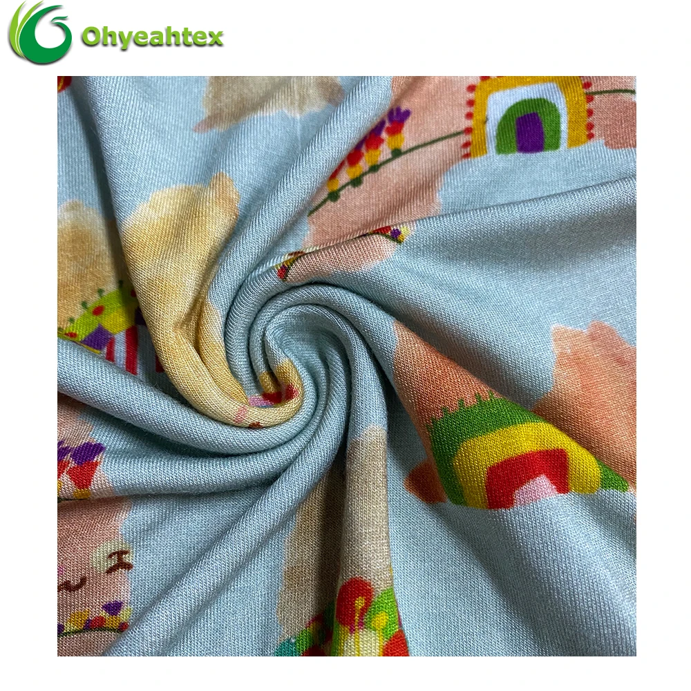 Нет минимального заказа, очень мягкая ткань для футболок с цифровым принтом из бамбука, вискозы, спандекса