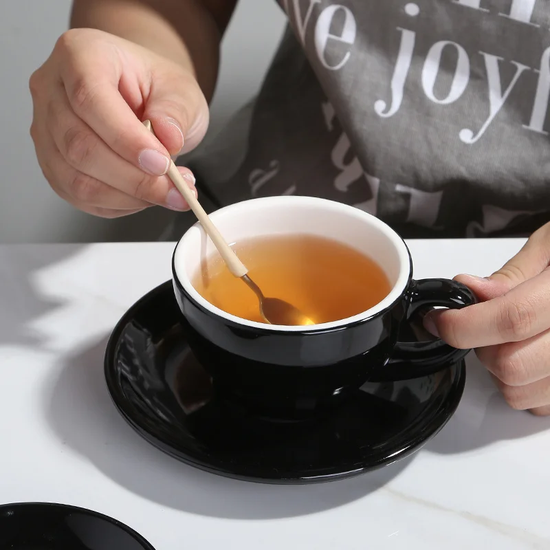 Custom european english modern espresso latte cappuccino tea cup and saucer porcelain tea cup set ceramic coffee cup