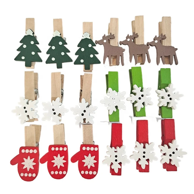 colorful wood photo clip wooden mini clothespins paper clip colorful christmas dress hanging Message clips
