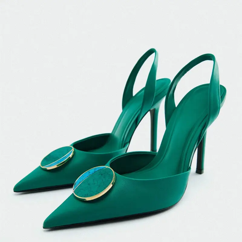 Luxury Formal Office Pointed Head Green For Ladies High Heel Shoes Women Sandals Fashion Stiletto Wedding Pumps Party Heels