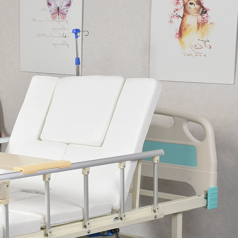 Manual home care patient bed nursing medical equipment 3 crank manual hospital bed with toilet