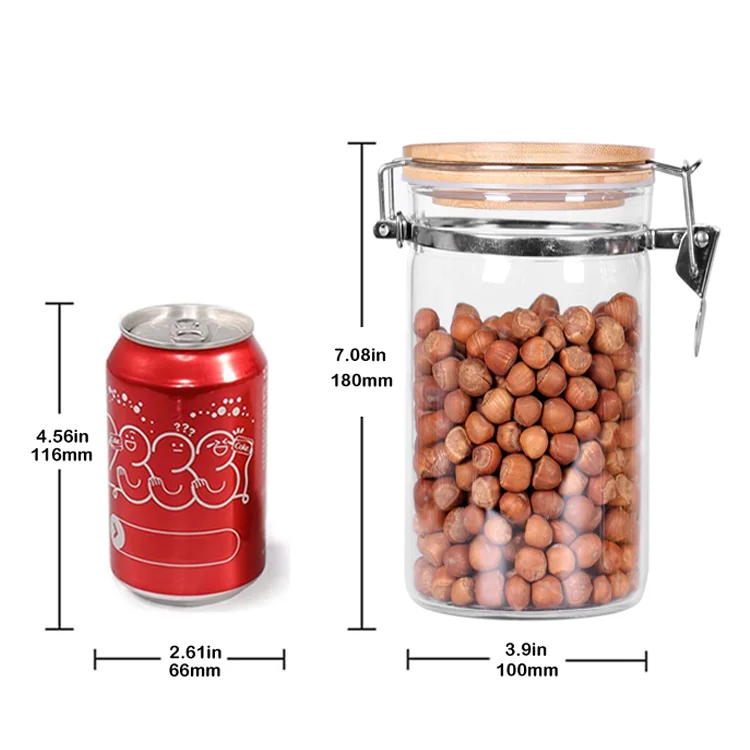 Amazon hot hydrochloric acid glass storage tank sealed tank clip glass jar Glass storage tank for furniture storage