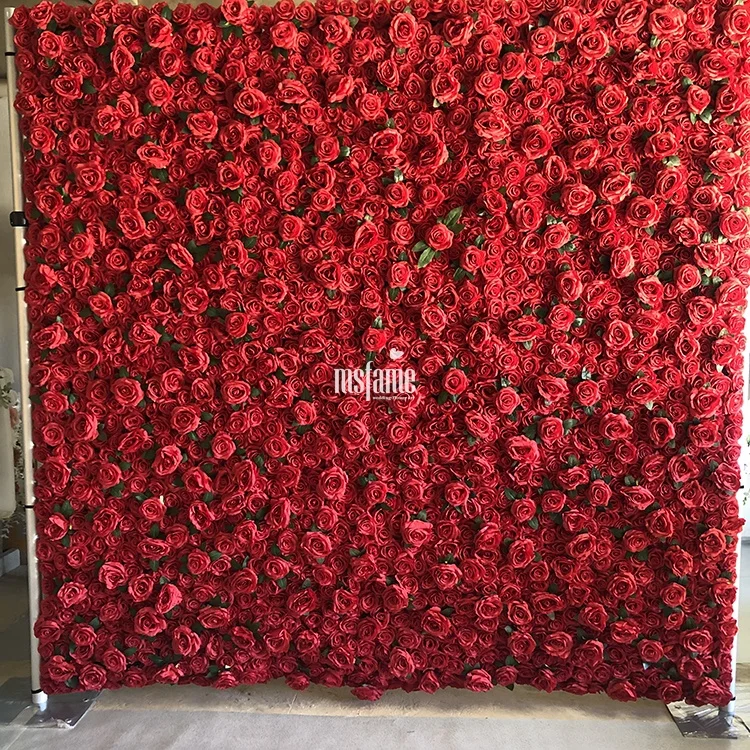 Decorative Flowers Wreaths and Plants Red Roses Artificial Flowers Panel Home Decoration Wedding Flower Wall Backdrop
