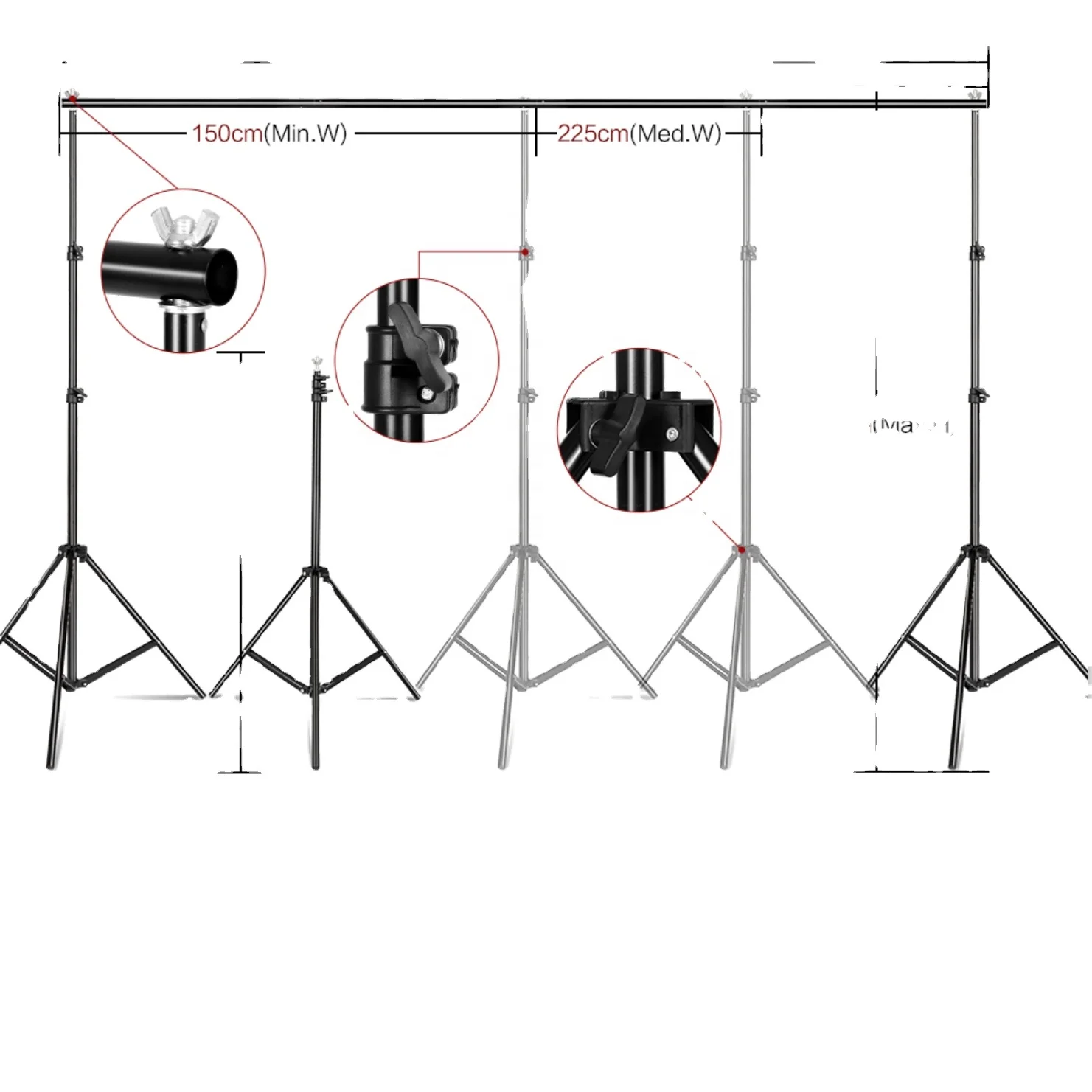 Photography Background Backdrop Stand Support System Kit for Photo Studio Muslin Backdrops Paper and Canvas with Carrying Bag 2m